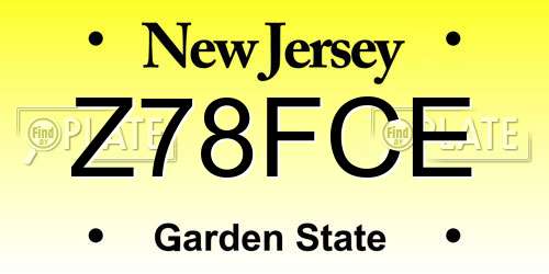 Z78FCE New Jersey License Plate