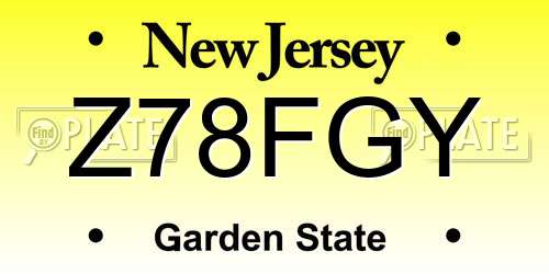 Z78FGY New Jersey License Plate