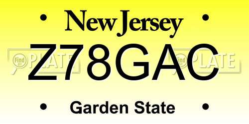Z78GAC New Jersey License Plate