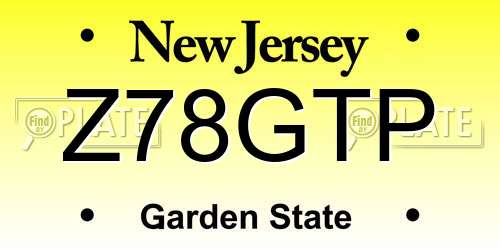 Z78GTP New Jersey License Plate