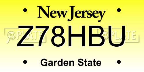 Z78HBU New Jersey License Plate