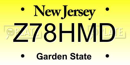 Z78HMD New Jersey License Plate