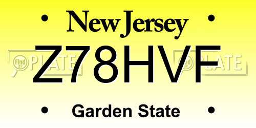 Z78HVF New Jersey License Plate