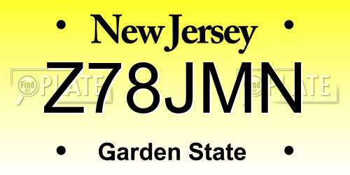 Z78JMN New Jersey License Plate