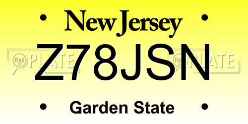 Z78JSN New Jersey License Plate
