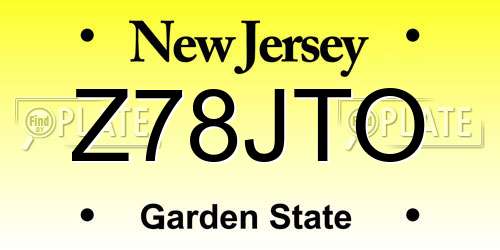 Z78JTO New Jersey License Plate