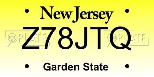 Z78JTQ New Jersey License Plate