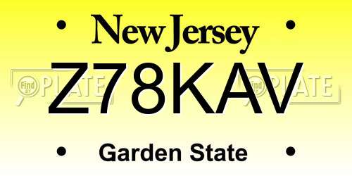 Z78KAV New Jersey License Plate