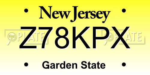 Z78KPX New Jersey License Plate