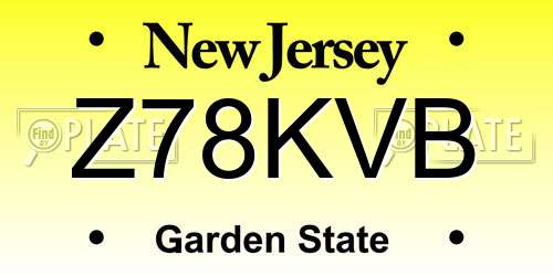 Z78KVB New Jersey License Plate