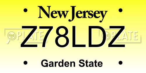 Z78LDZ New Jersey License Plate