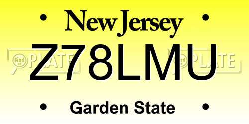 Z78LMU New Jersey License Plate