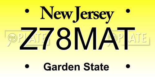 Z78MAT New Jersey License Plate