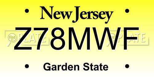 Z78MWF New Jersey License Plate