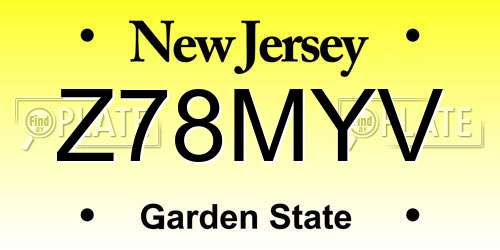 Z78MYV New Jersey License Plate