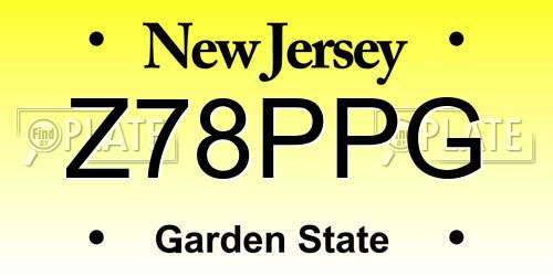 Z78PPG New Jersey License Plate