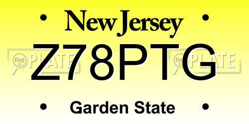 Z78PTG New Jersey License Plate