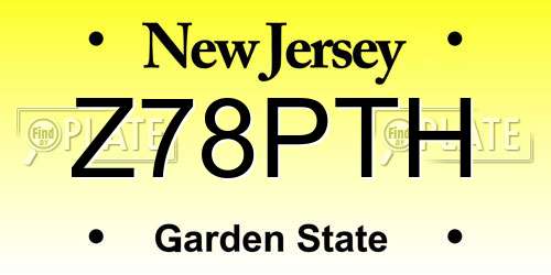 Z78PTH New Jersey License Plate