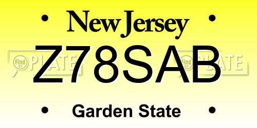 Z78SAB New Jersey License Plate