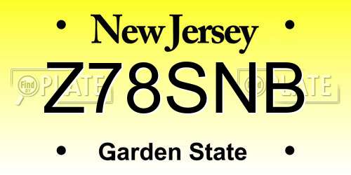 Z78SNB New Jersey License Plate