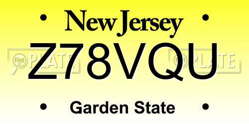 Z78VQU New Jersey License Plate