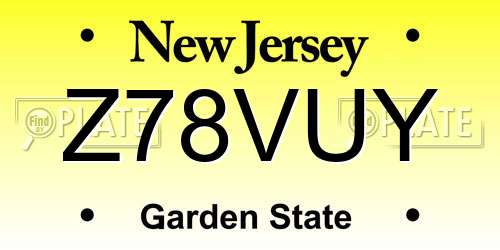 Z78VUY New Jersey License Plate