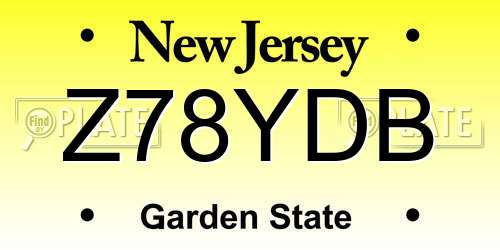 Z78YDB New Jersey License Plate