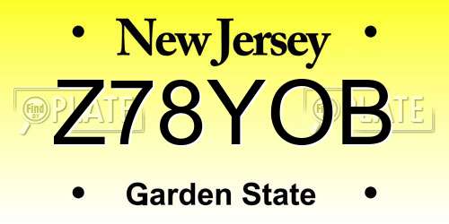 Z78YOB New Jersey License Plate