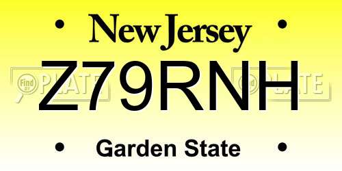 Z79RNH New Jersey License Plate