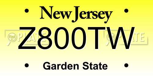 Z800TW New Jersey License Plate