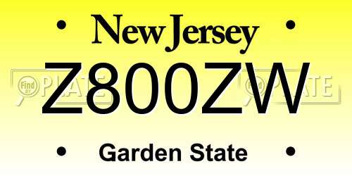 Z800ZW New Jersey License Plate