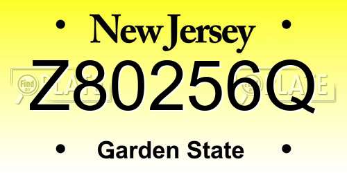 Z80256Q New Jersey License Plate
