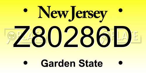 Z80286D New Jersey License Plate