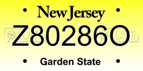 Z80286O New Jersey License Plate