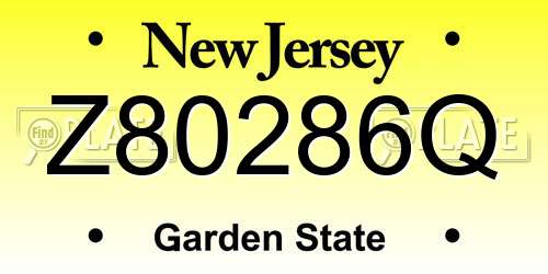 Z80286Q New Jersey License Plate