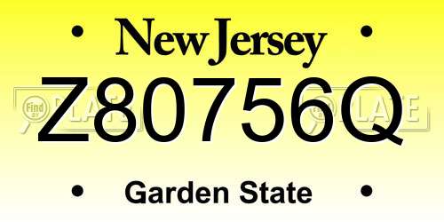 Z80756Q New Jersey License Plate