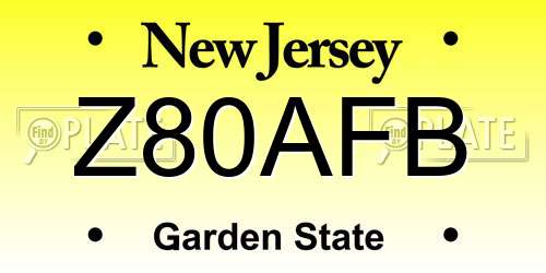 Z80AFB New Jersey License Plate