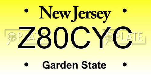 Z80CYC New Jersey License Plate