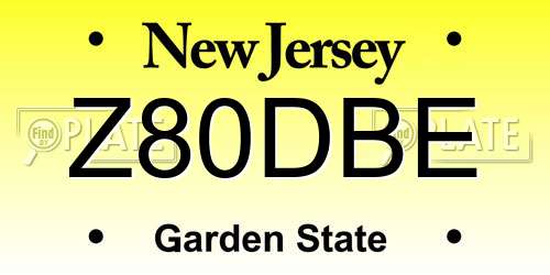 Z80DBE New Jersey License Plate