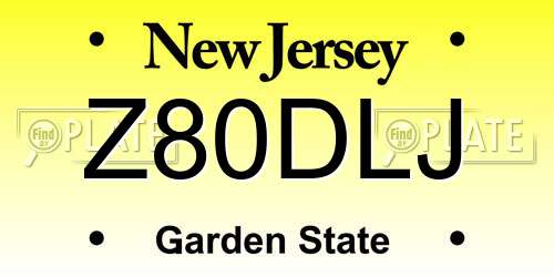 Z80DLJ New Jersey License Plate