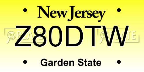 Z80DTW New Jersey License Plate
