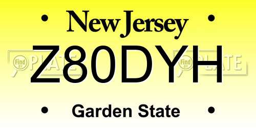Z80DYH New Jersey License Plate
