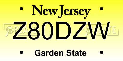 Z80DZW New Jersey License Plate