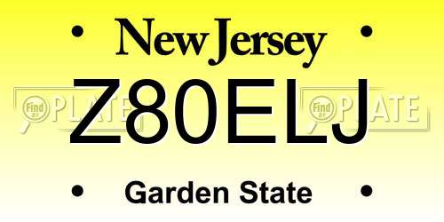 Z80ELJ New Jersey License Plate