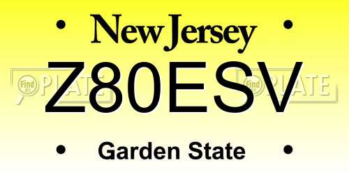 Z80ESV New Jersey License Plate
