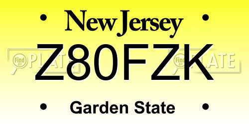 Z80FZK New Jersey License Plate