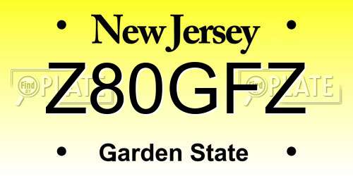 Z80GFZ New Jersey License Plate