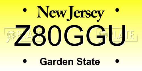 Z80GGU New Jersey License Plate