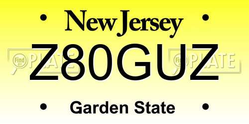 Z80GUZ New Jersey License Plate