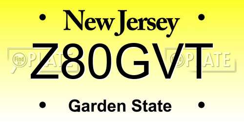 Z80GVT New Jersey License Plate